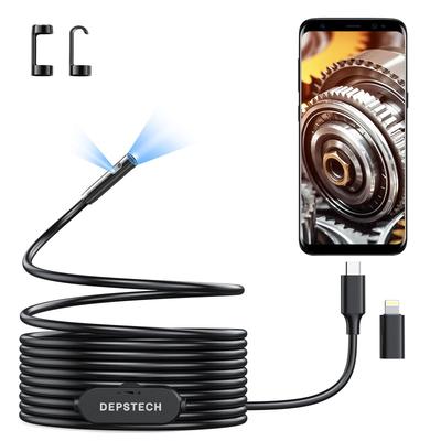 DEPSTECH 2025 Мегапикселей Двойная линза 2K Водонепроницаемый Эндоскоп USB на Lightning Совместимый с Android и Специализированный Идеально подходит для Домашнего Осмотра Машин и