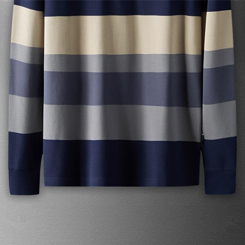 Мужская полосатая рубашка-поло с длинными рукавами, летняя модная повседневная дышащая футболка-поло, мужской брендовый топ с вышивкой