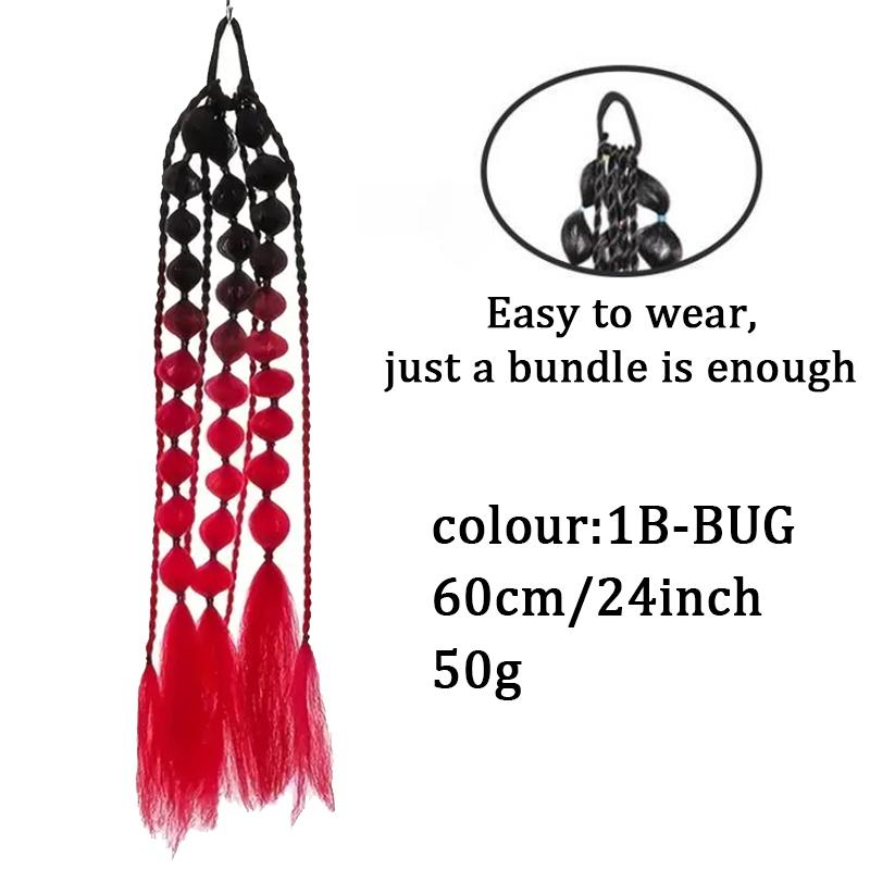 Horsetail Wig Gradual Color Lantern Bubble Fried Dough Twists Braid Horsetail Female Synthetic Wig Suitable for Party