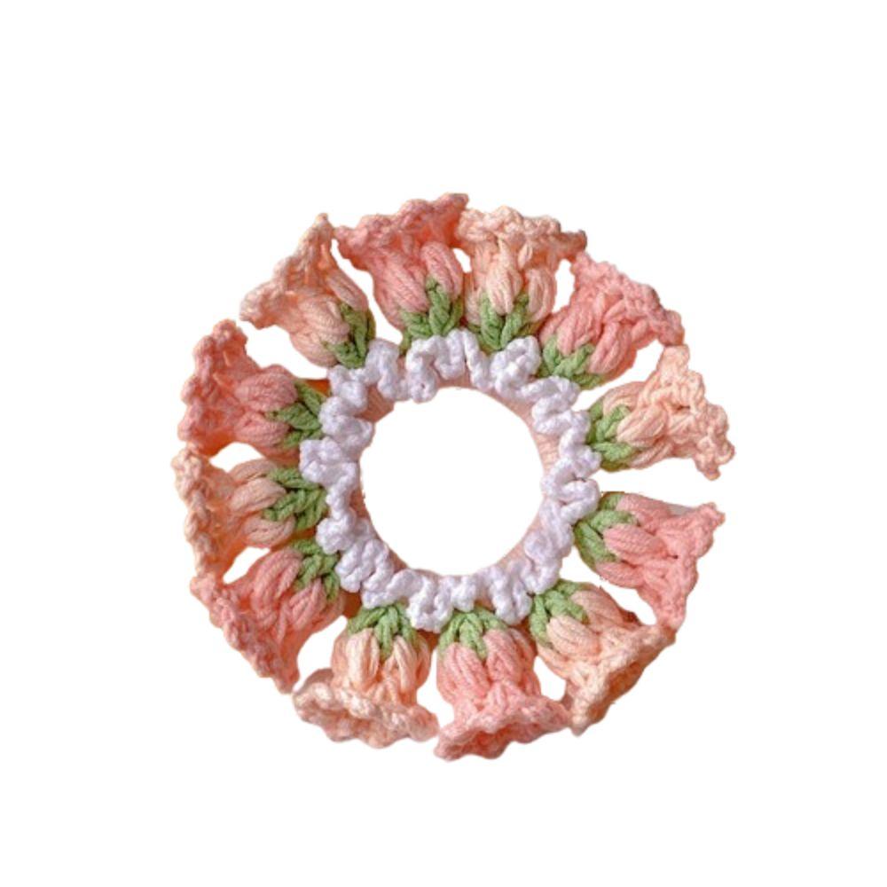 Elastic Knitted Hair Rope Handmade Sweet Hair Tie Cute Crocheted Flower Scrunchies Party