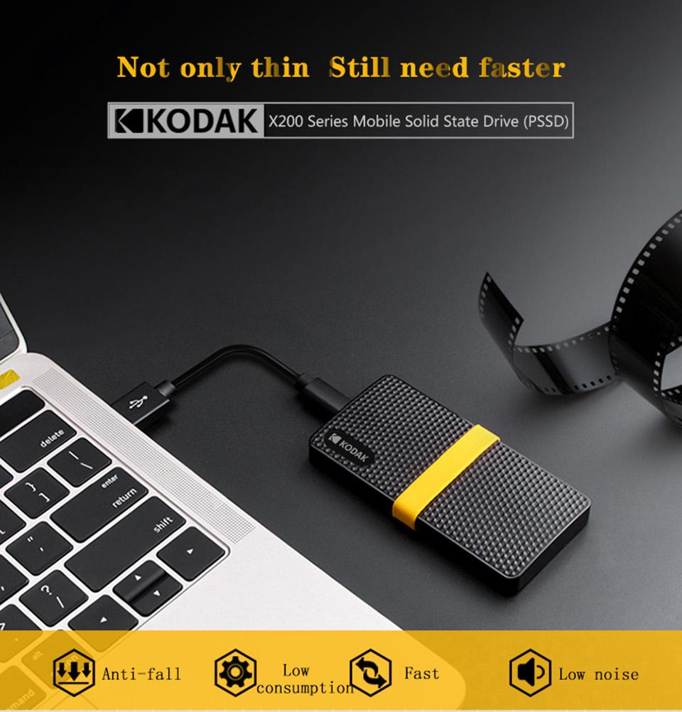 Kodak X200 SSD 256GB USB3.1 External Hard Drive Solid State PSSD For Laptops Desktops PS5 XBOX PS4
