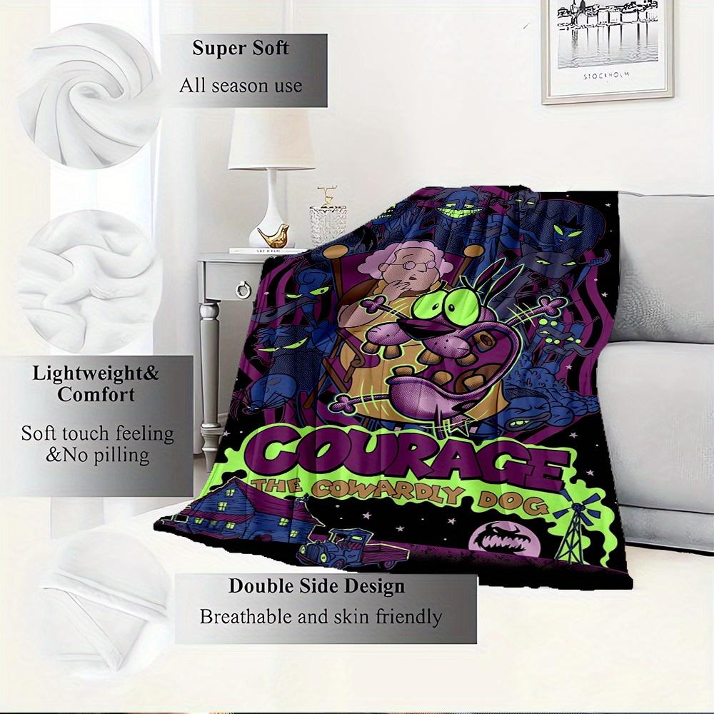 1pc Courage,Cowardly Dog,Animated SeriesDigital Print Fleece Blanket - Contemporary Style, Suitable for All Seasons, Perfect for Home, Trave