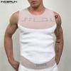 Men Sleeveless Mesh Patchwork Sexy Club Party Slim Tank Tops