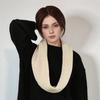 Новый осенне-зимний вязаный теплый шарф-снуд для женщин, однотонный, с ажурной вязкой, мягкий, для улицы, согревающий воротник, шарфы-свитеры