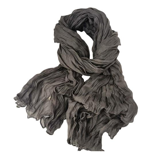 Women Scarf Solid Color Pleated Long Scarf Retro Autumn Winter Warm Long Scarf Soft Vintage Inspired Scarf