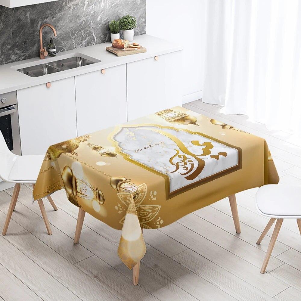 Рамадан Мубарак Домашний Декор Скатерть Исламская Мусульманская Мечеть Рамадан Карим Декоративная Скатерть Водонепроницаемая и Устойчивая к Пятнам