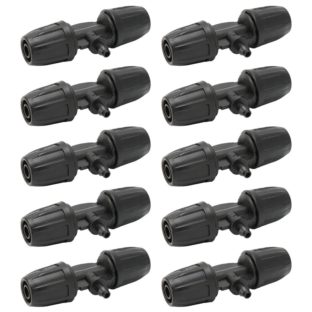 10Pcs 8/11 To 4/7 Reducing Tee with Buckle Garden Irrigation Atomizing Tubing Barbed Connector
