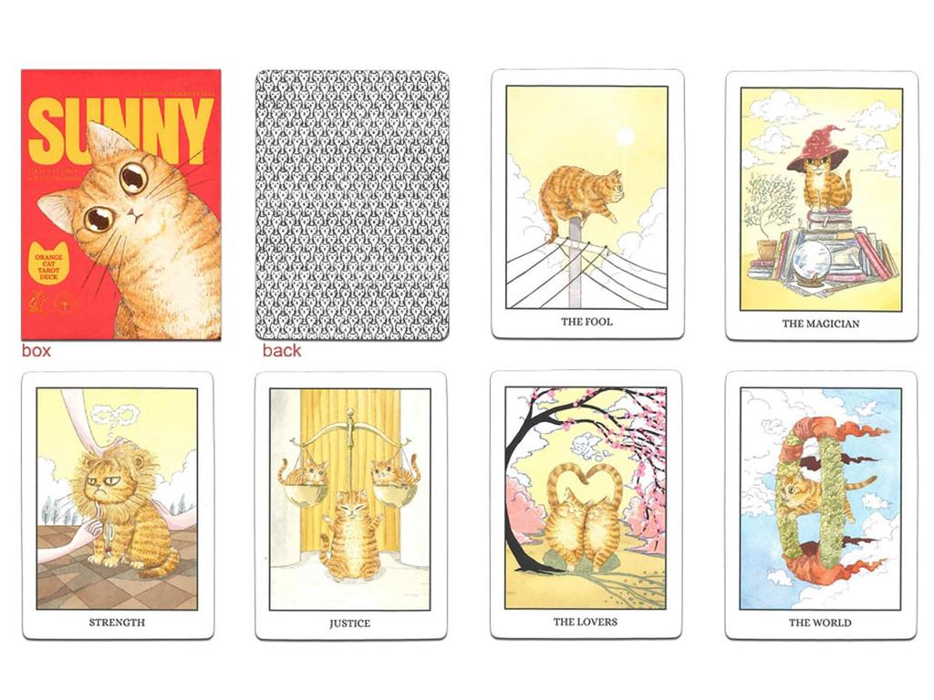 Nichiyu Tarot Fortune Telling Cat Tarot In the Palm of Your 78-Card Rider-Waite-Smith Cards, Pocket-Sized, [Authentic] [Sunny Pocket] "Enjoy Hand"