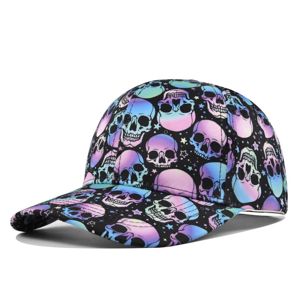 Halloween Decoration Skull Print Baseball Caps for Women Men Hip Hop Streetwear Adjustable Sun Hat Outdoor Sport Daily Festival