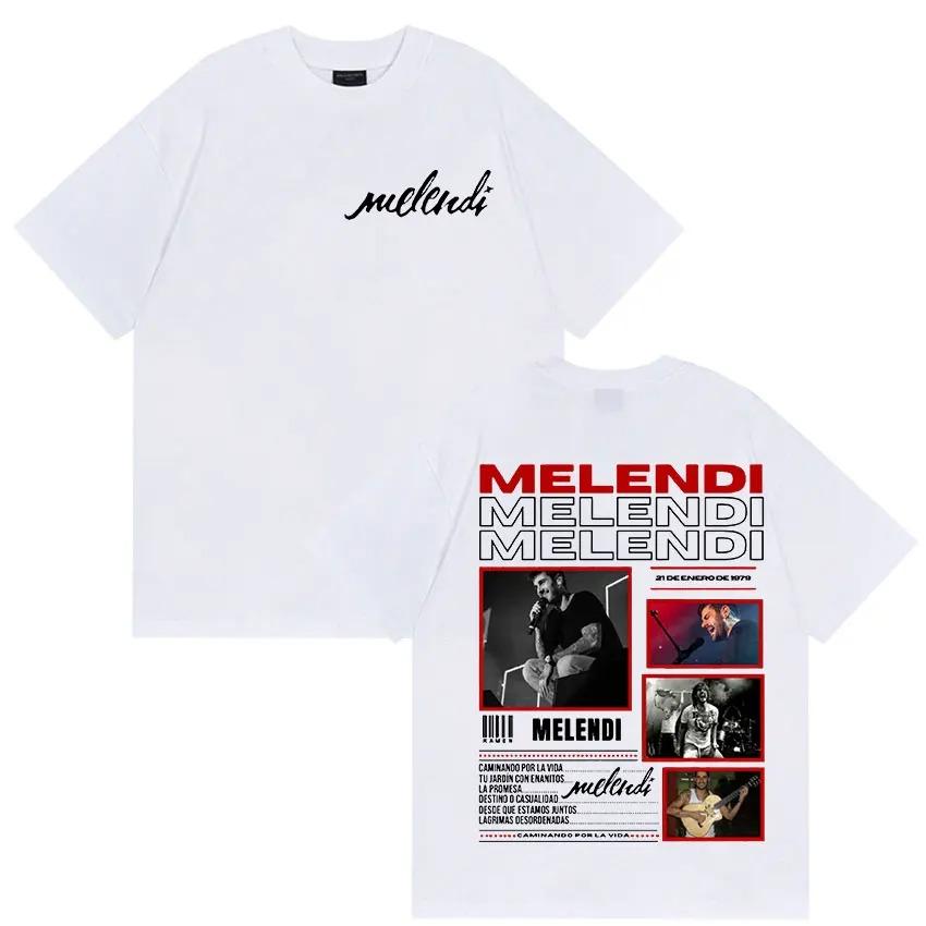 Rapper Melendi Tour 2025 Album Merch T Shirts Men's Vintage Gothic Oversized Cotton T-shirt Plus Size Streetwear Cotton  Hip Hop