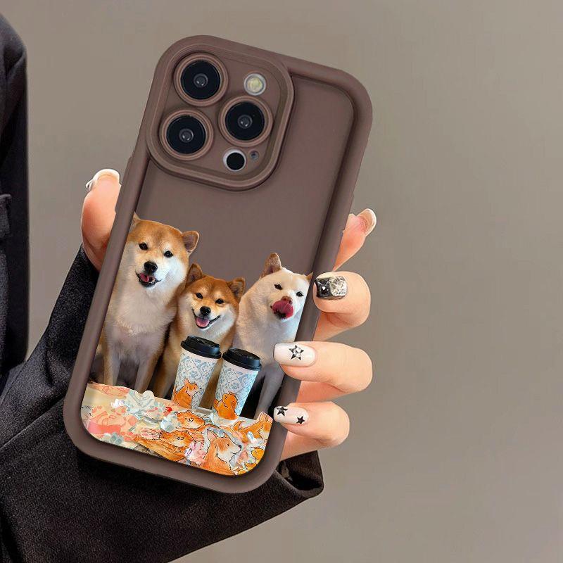 Чехол для мобильного телефона iPhone17ProMax с рисунком собаки с молочным чаем 16 Apple 17 матовый 14/15 премиум 13 завод