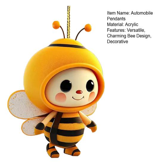 Подвесной орнамент в виде пчелы для автомобиля, акриловая пчела, праздничный декор, милый брелок для ключей в виде пчелы, сумка для салона автомобиля, подарок на ключ