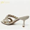 Mid heeled square headed women's sandals for spring and summer 2026, versatile, simple, fashionable, personalized, slim heel, and empty back sandals
