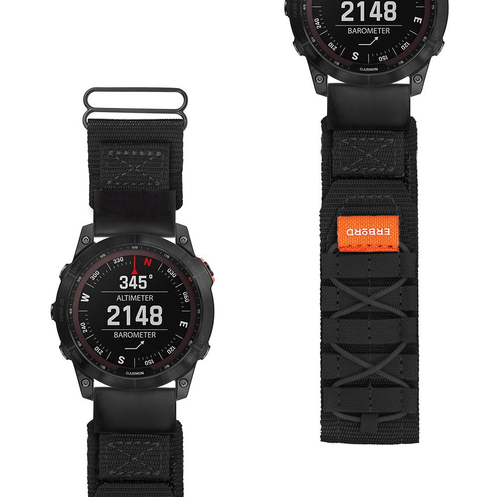 ERBORD Runner Quickfit Nylon Strap for Garmin Fenix 5/6/6 PRO/7 Forerunner 965/955/945, Black