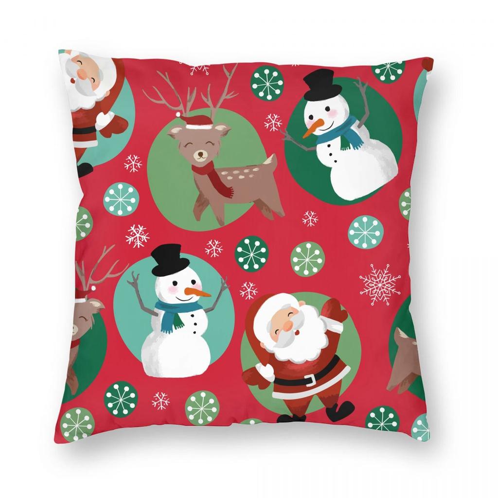 Christmas New Year Pillowcase Printing Polyester Cushion Cover Gift Santa Pillow Case Cover Home Zipper 18''