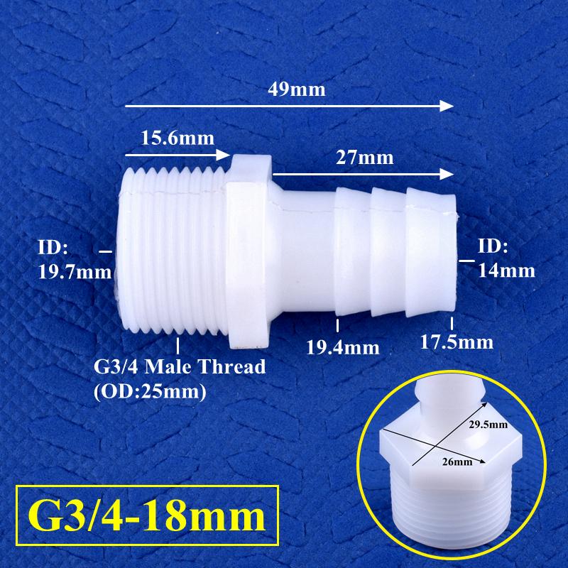 10pcs/lot PE Pagoda Direct Connector G1/2" 3/4" Male Thread To 4~25mm Barb Joints Aquarium Adapter Air Pump Tube Connector Micro Irrigation Hose Joint