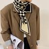 New Knitted Small Scarf Women's Wool Scarf Autumn and Winter Small Ears Letter Camellia Narrow Scarf