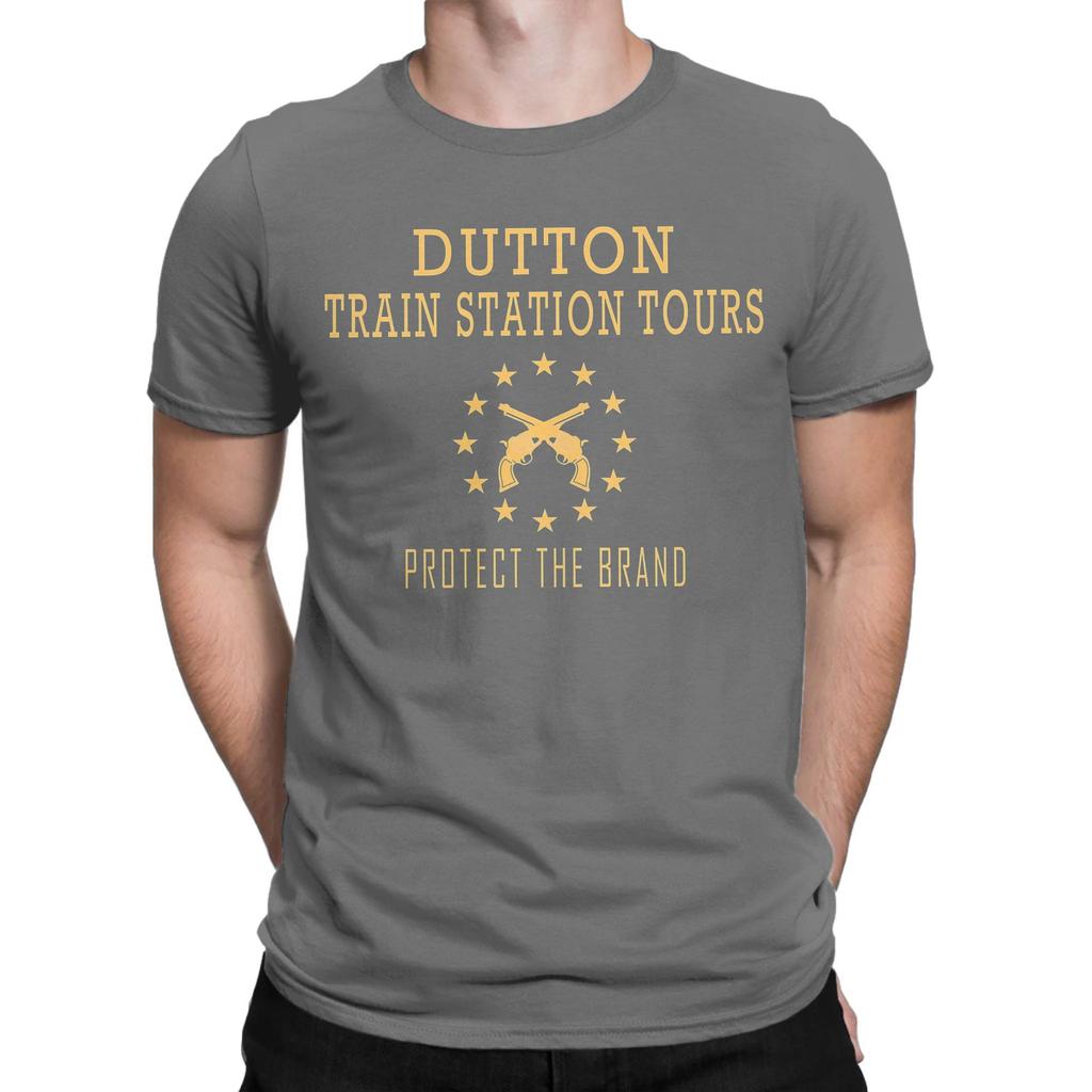 Men's Dutton Train Station Tours Yellowstone T Shirt  Cotton Clothes Short Sleeve Round Collar Tee Shirt Birthday Gift T-Shirts