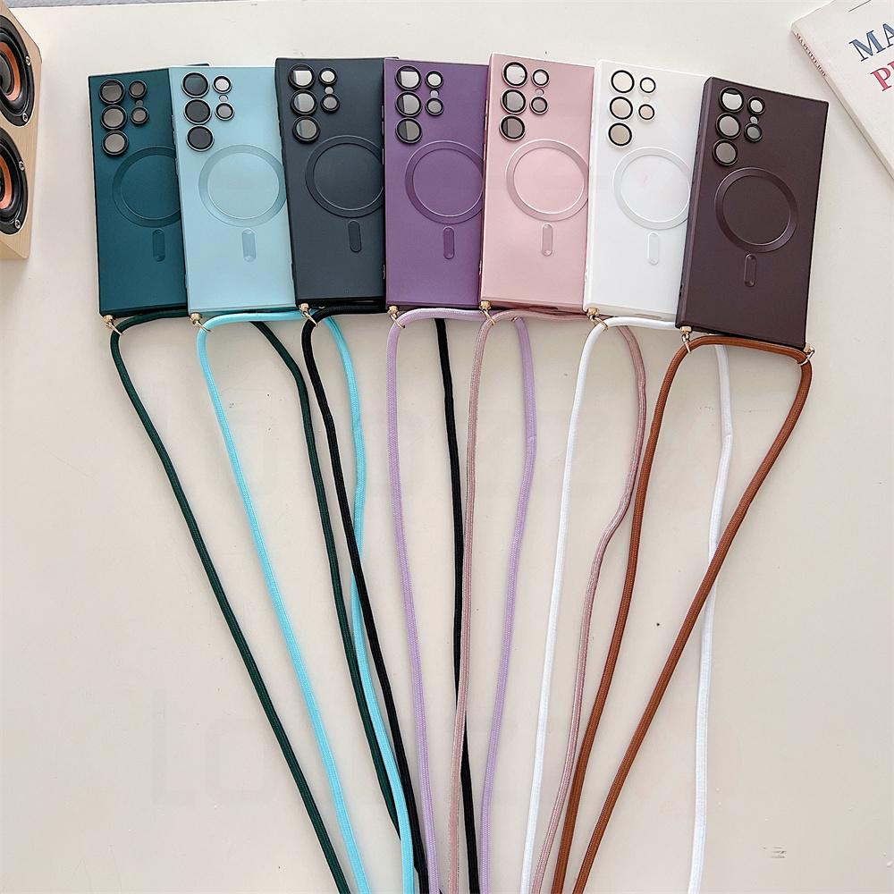 Ожерелье через плечо, ремешки, шнур, мягкий силиконовый чехол для Samsung S24 S23 S22 Utra S21 S20 FE Note 20/iphone 15 14 13 12 11 pro max Magsafe задняя крышка