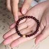 Red Sandalwood & Amber Bracelet with Hetian Jade Luck Charm - Unisex Prayer Beads