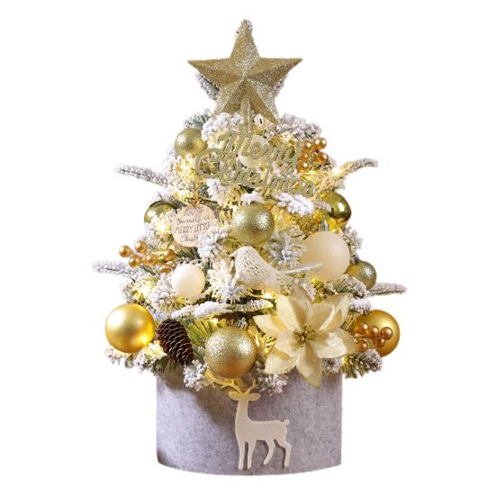 Мини-елка, искусственная настольная елка с шишковидными шариками, светодиодная подсветка на батарейках