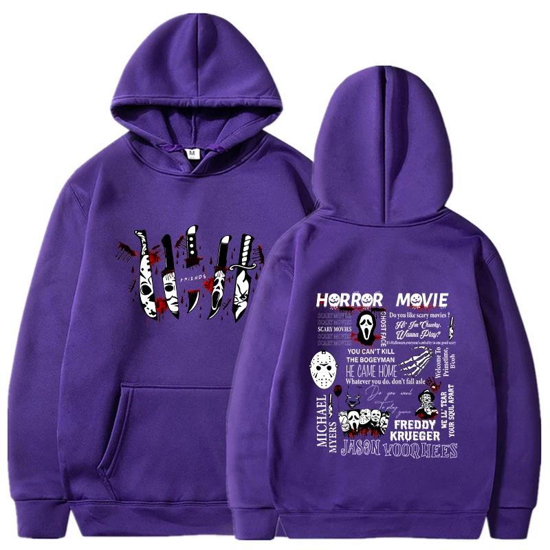 Boyfriend knife hoodie printed long sleeved sweater Halloween fashion Harajuku casual streetwear