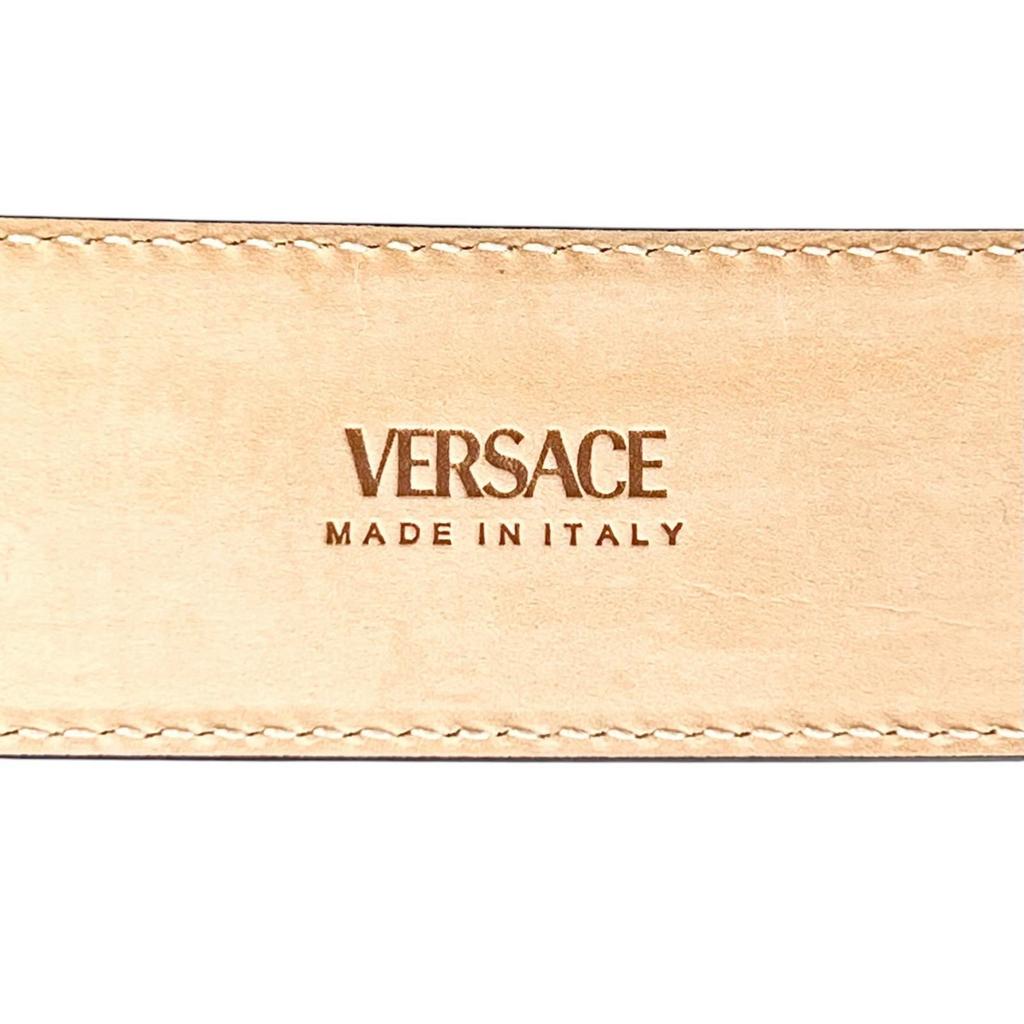 Отличный ремень VERSACE пряжка с мотивом Медузы бежевый Телячья кожа мужской Б/у