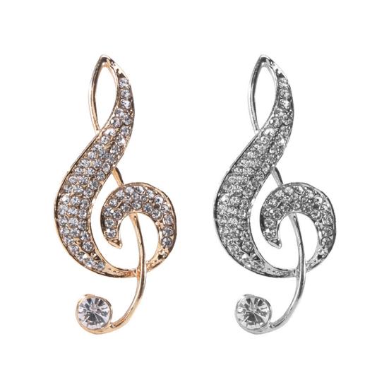 Креативная женская брошь в форме музыкальной ноты, блестящие стразы, инкрустированная булавка, платье, костюм, шаль с лацканами, значок, пальто, аксессуары