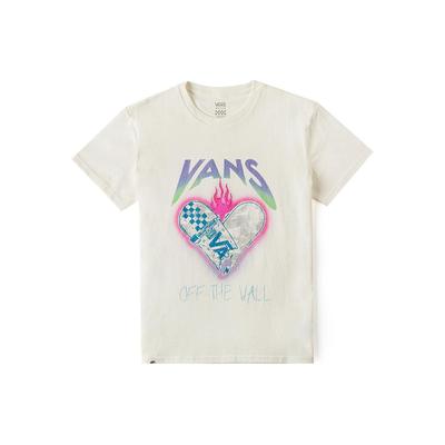 Vans Пуловер с круглым вырезом и принтом в виде сердца и букв, футболка с коротким рукавом, женские топы, цвет не совсем белый VN000KPEFS8