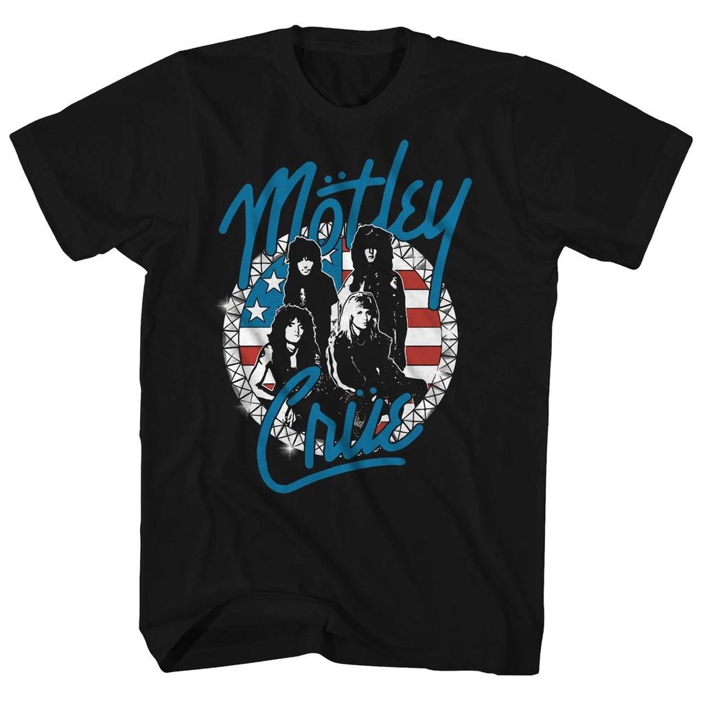 Motley Crue Stars And Studs Mens T Shirt Music Classic Rock Band Tee New Black
