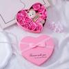 Rose Flower Gift Box with Bear Heart Shape Gift Box for Valentines Day Mothers Day Wedding Home Party Decor Artificial Flowers
