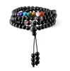 108 Beads Obsidian Chakra Bracelet Quadruple Mala Beads [Coai]