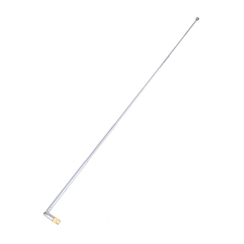 1Pc 37Cm 5 Section Telescopic Stainless Steel Am Fm Radio Universal Antenna