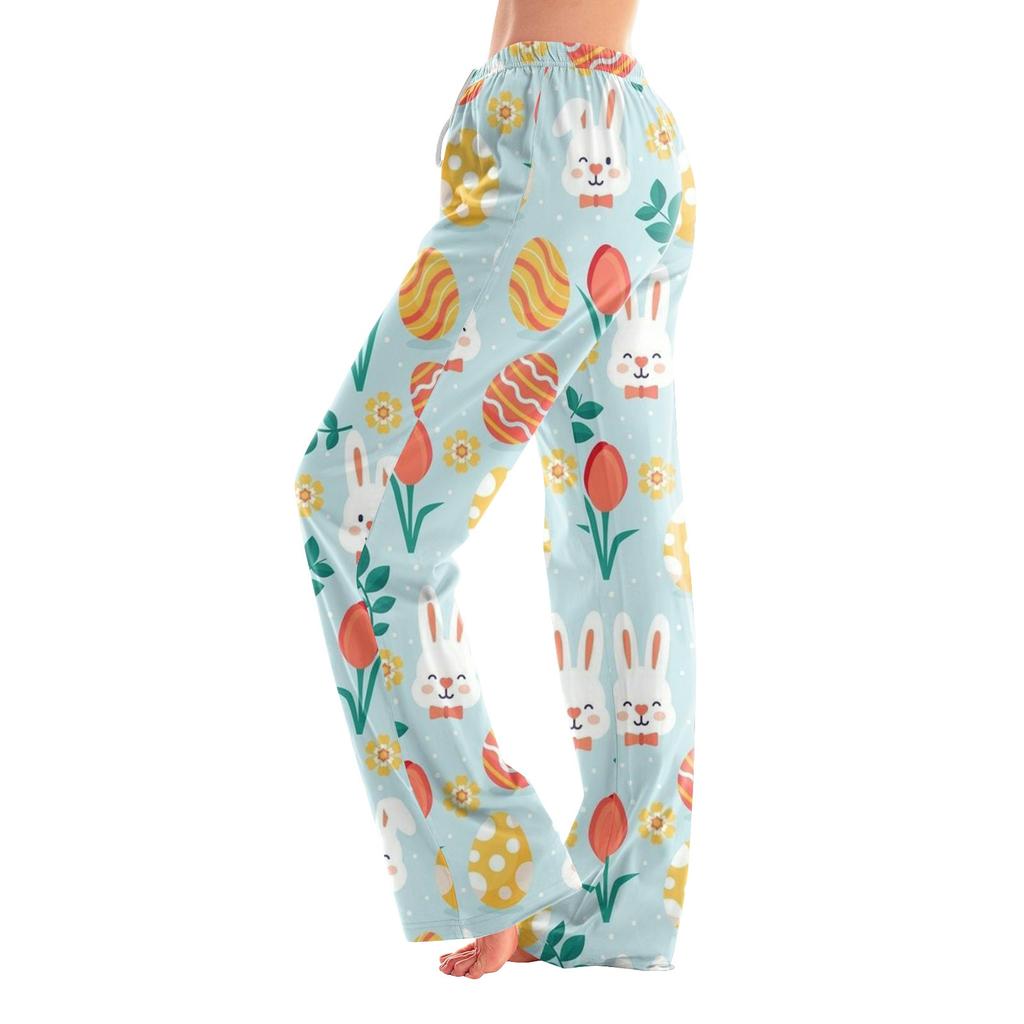 Женские пижамные штаны, одежда для сна, повседневные брюки с эластичной резинкой на талии, удобные прямые свободные брюки для йоги