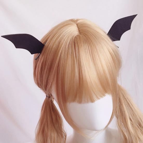 2Pcs Devil Wings Hair Clip Eye-catching Anti Slip Styling Accessories Cosplay Party Bat Wings Hairpin for Festival