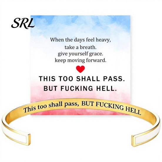 Simple Design Cuff Bracelet This Too Shall Pass Mantra Bracelet, Hidden Message Engarved Fashionable Color Bracelets Inspirational Bangle Adjustable