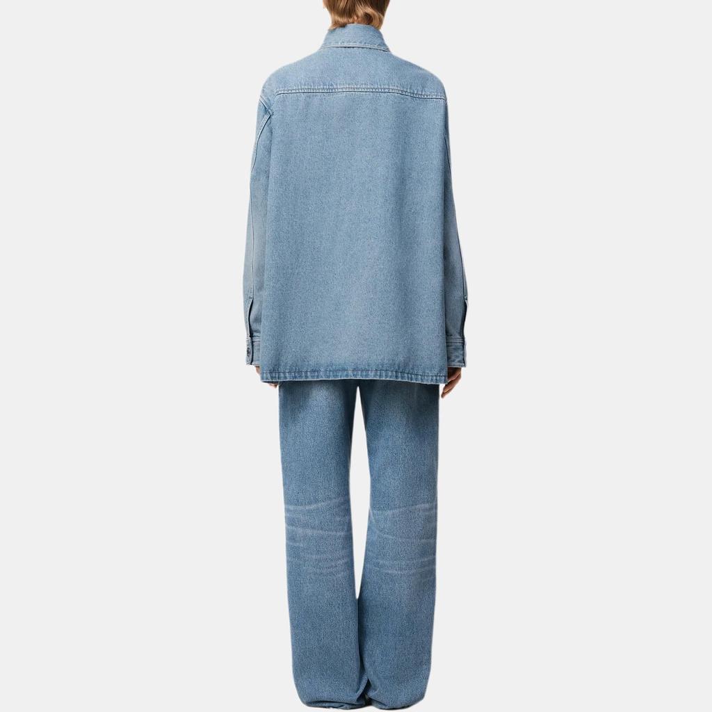 Amiparis Solid Color Lapel Loose Single-Breasted Long Sleeve Denim Jacket Women jackets Light-Blue FJK273DE0046480