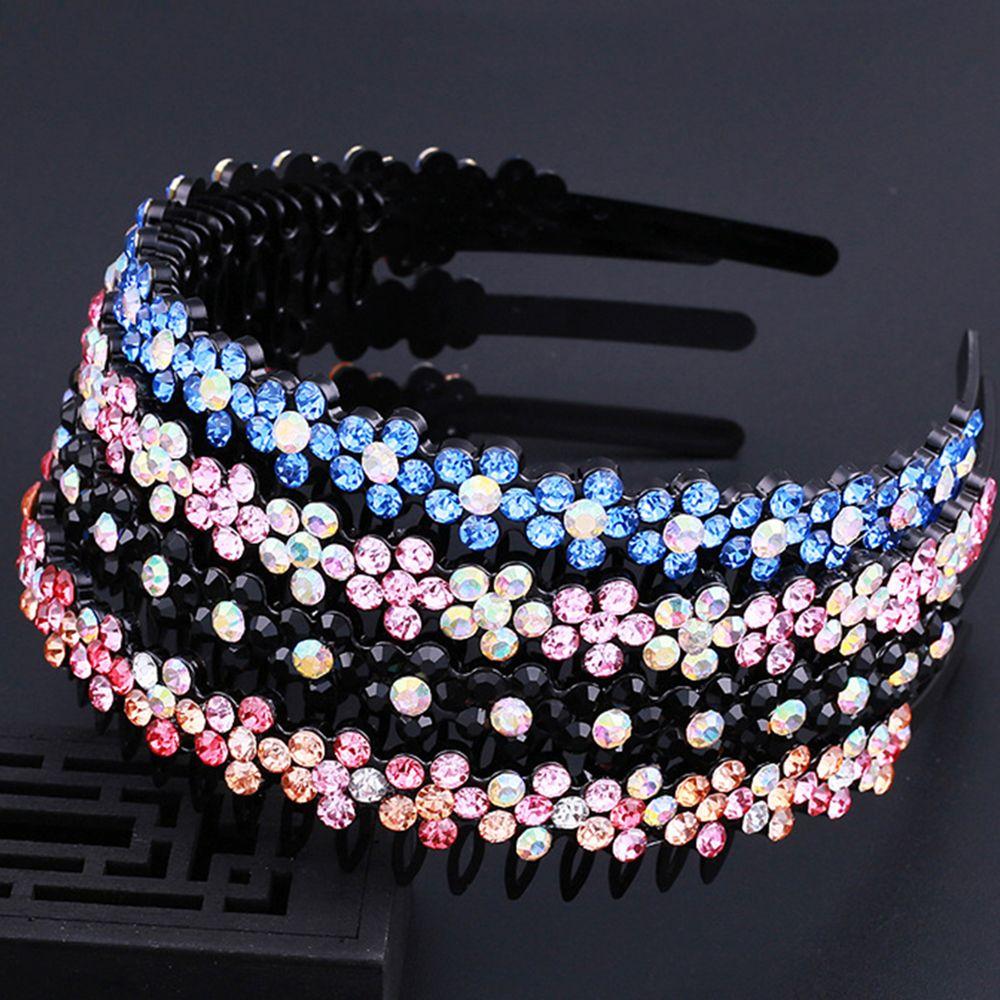 Headwear Hair Accessories Hair Band Hoop Tooth Comb Headband Rhinestone Hairband Crystal Flower