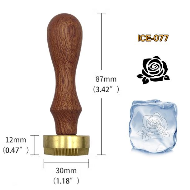 Ice Stamp With Removable Brass Head & Wood Handle - Vintage 1.18" Branding for Cubes, Cocktails, Whiskey, Mojito Drinks - Bar Making DIY Crafting