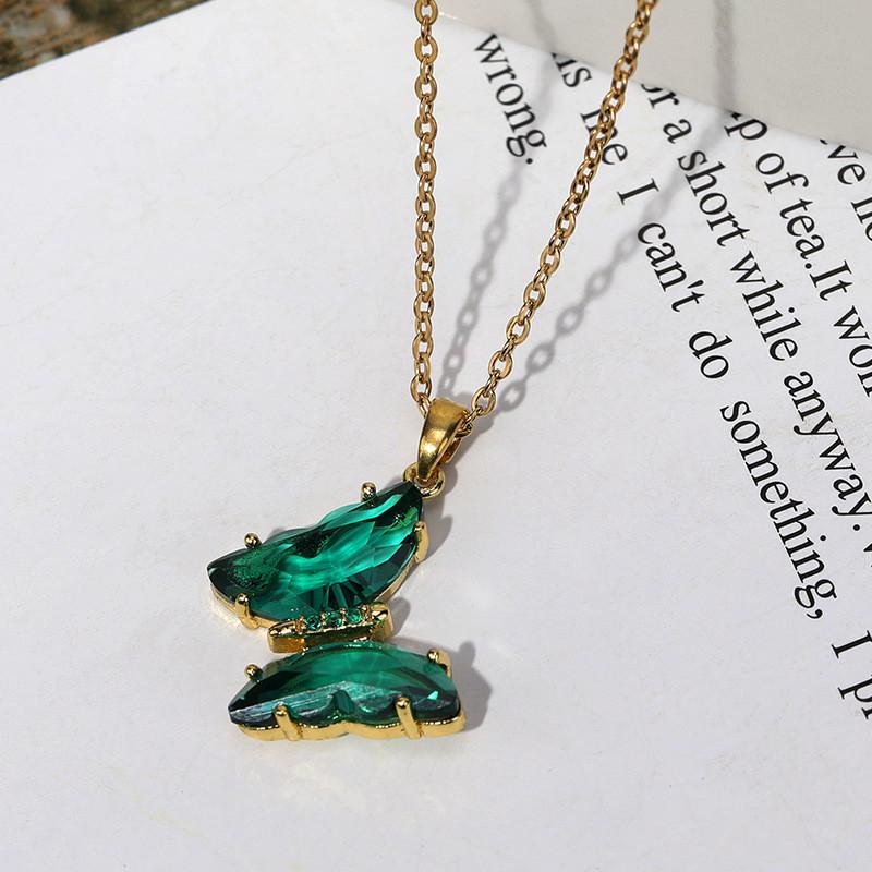 Красивое колье-чокер из титановой стали с кристаллами в виде бабочки для женщин, шикарный и модный дизайн