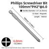 100mm Cross Head Screwdriver Bit Magnetic PH1 PH2 Phillips Screw Driver Bits 1/4” Hex Shank S2 Alloy Steel Electric Hand Tools