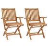 Folding Garden Chairs - VIDAXL - Solid Teak Wood - Brown - Natural - 2 People