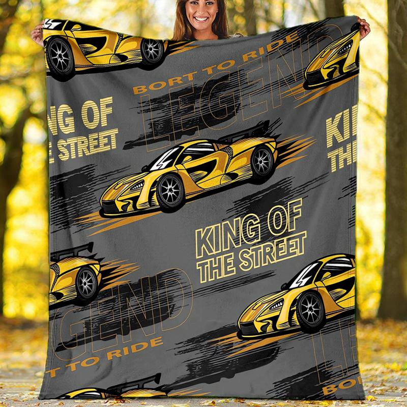Racing Theme Printed Blanket - Perfect for Couch, Bed, Travel & Outdoor Use | Machine Washable, Cozy & Durable.