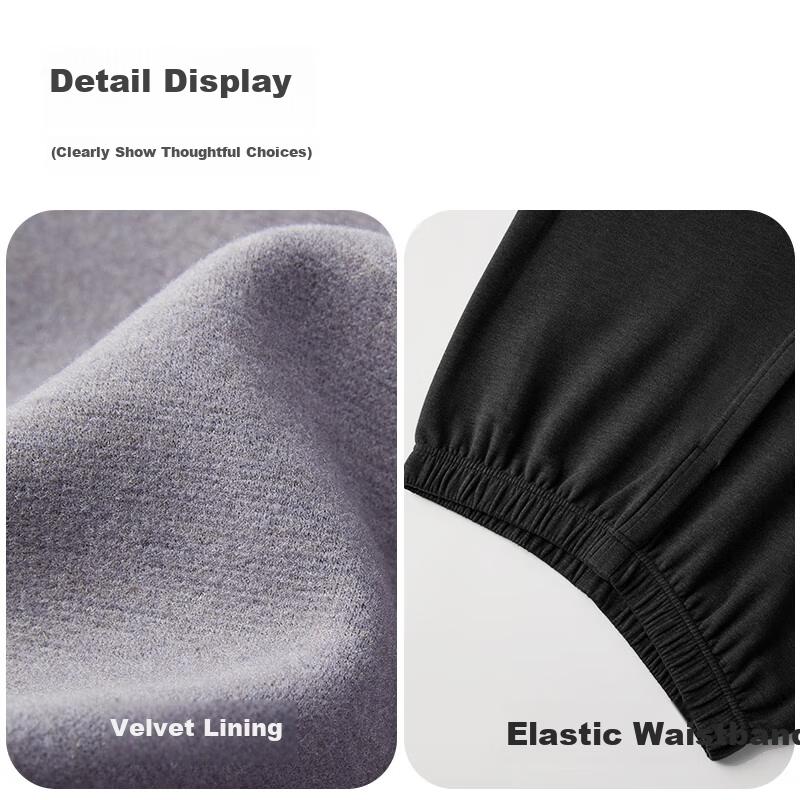 Grace Men's Thermal Fleece-Lined Thickened Winter Silk Wool Knee Support Sleep Pants Autumn Inner Fleece Trousers