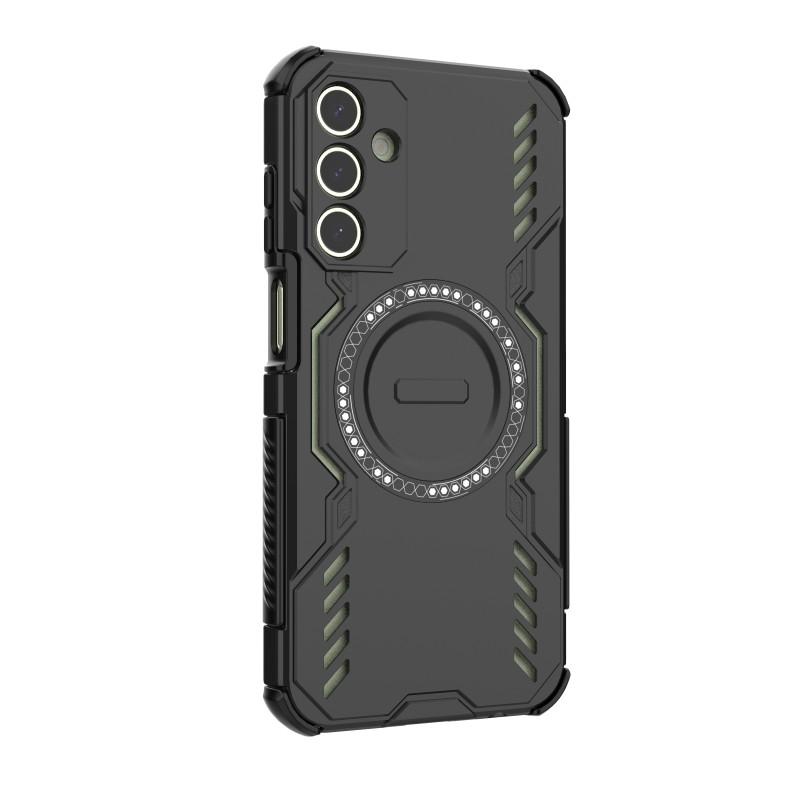 For Samsung Galaxy A15 4G/Galaxy A15 5G Magnetic Case WANLONFENG DJ Series PC TPU Phone Cover with 2Pcs Tempered Glass Film