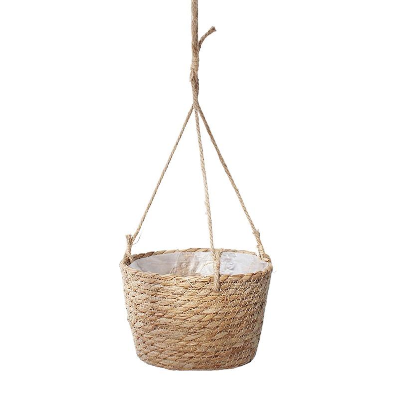 1шт соломенная плетеная подвесная корзина цветочный горшок ротанг плетеные изделия для дома и улицы держатель для цветочного горшка домашний декор