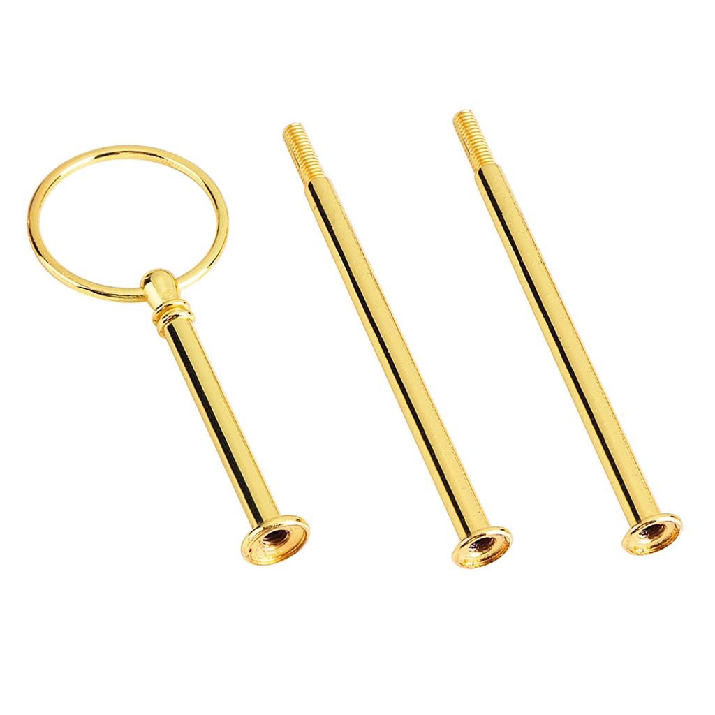 Multi Tiers Cake Tray Stand Handle Fruit Plate Hardware Fitting Holder(3-tiers Round Gold)