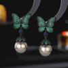 SUYU Women's Light Luxury Elegant Imitation Zircon Butterfly Earrings Fashionable and Versatile Unique and Design Sense Earrings