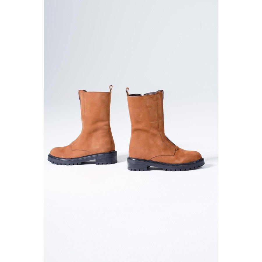 Женские повседневные ботинки из натуральной замши с толстой подошвой на молнии спереди