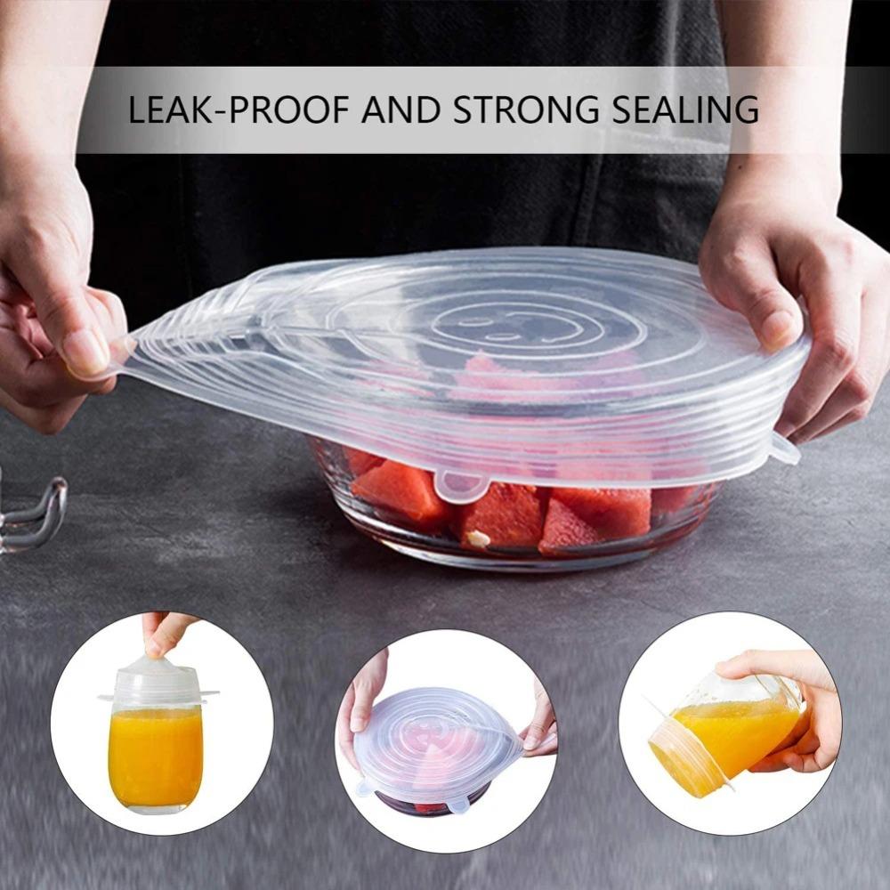 6PCS Kitchen Gadgets Silicone Lids Reusable Bowl Cap Useful Fresh-keeping Cover